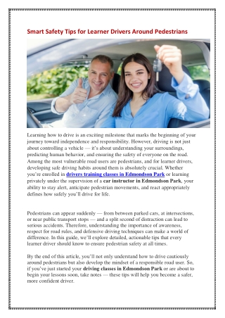 Smart Safety Tips for Learner Drivers Around Pedestrians