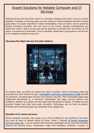 Expert Solutions for Reliable Computer and IT Services