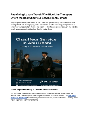Redefining Luxury Travel_ Why Blue Line Transport Offers the Best Chauffeur Service in Abu Dhabi