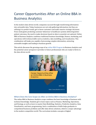 Career Opportunities After an Online BBA in Business Analytics