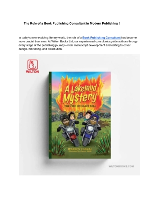 The Role of a Book Publishing Consultant in Modern Publishing !