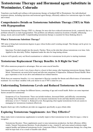 Testosterone Therapy Westminster