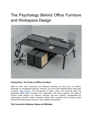 The Psychology Behind Office Furniture and Workspace Design