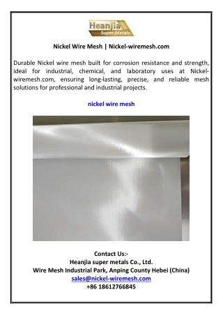 Nickel Wire Mesh | Nickel-wiremesh.com