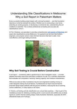 Soil Testing Southern Melbourne – Accurate Reports by The 4 Spheres