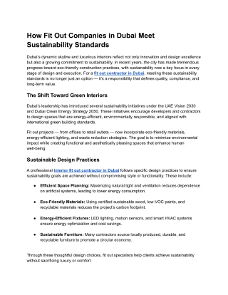 How Fit Out Companies in Dubai Meet Sustainability Standards