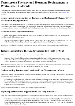 Testosterone Therapy Westminster