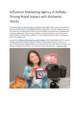 Influencer Marketing Agency in Kolkata