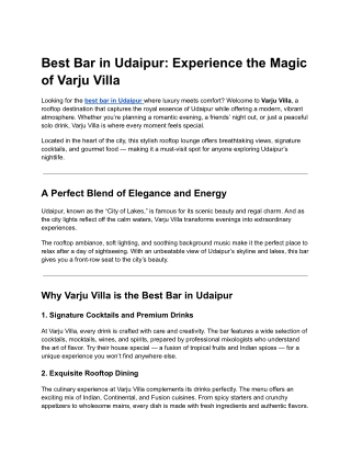 best bar in udaipur varjuvilla