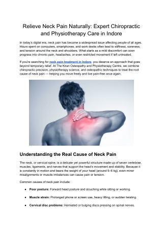 Leading Physiotherapy Clinic in Indore