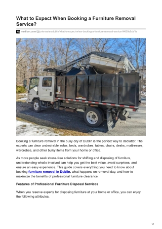 What to Expect When Booking a Furniture Removal Service