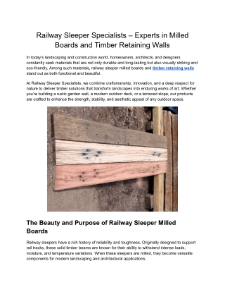 High-Quality Hardwood Timber for Outdoor Projects, Retaining Walls & Landscaping