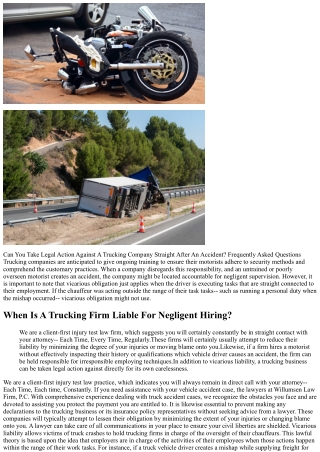 Can You Sue A Trucking Business Straight After An Accident? Frequently Asked Que