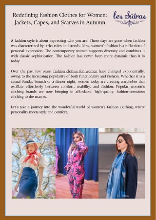 Redefining Fashion Clothes for Women Jackets, Capes, and Scarves in Autumn