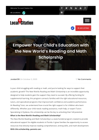 Empower Your Child’s Education with the New World’s Reading and Math Scholarship