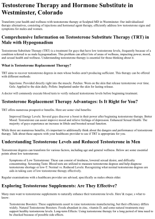 Testosterone Therapy Westminster