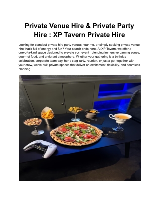 Private Venue Hire & Private Party Hire _ XP Tavern Private Hire