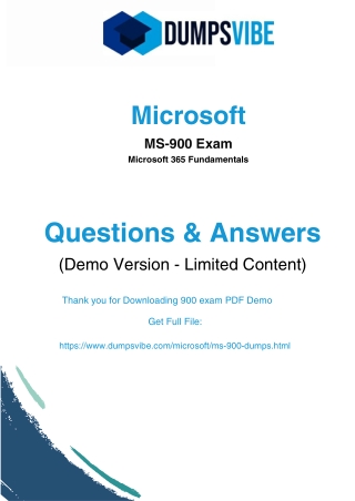 Pass the MS-900 Microsoft 365 Fundamentals Exam Easily in 2025 with Dumpsvibe