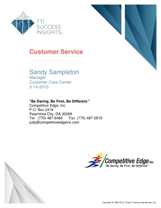 TTI Success Insights Customer Service