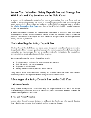 Secure Your Valuables: Safety Deposit Box and Storage Box With Lock