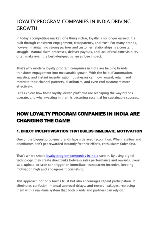 Best Loyalty Program Companies in India