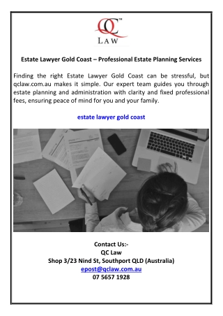 Estate Lawyer Gold Coast – Professional Estate Planning Services