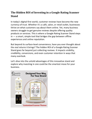The Hidden ROI of Investing in a Google Rating Scanner Stand