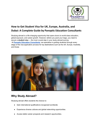 How to Get Student Visa for UK, Europe, Australia, and Dubai_ A Complete Guide by Panoptic Education Consultants