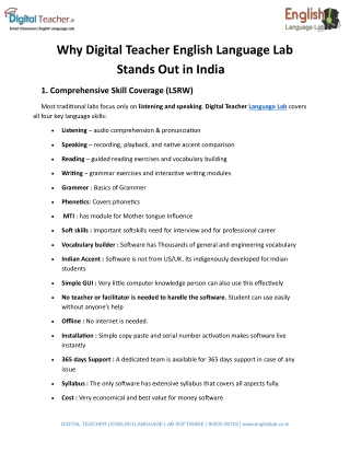 Why Digital Teacher English Language Lab Stands Out in India