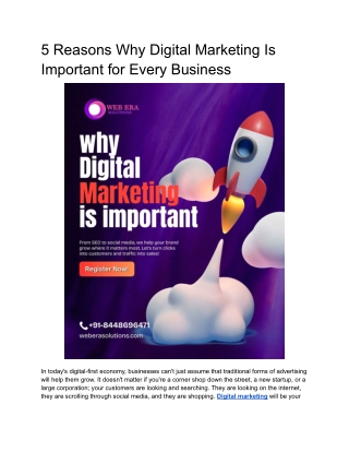 5 Reasons Why Digital Marketing Is Important for Every Business
