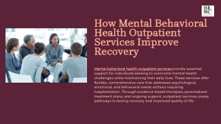 How Can Mental Behavioral Health Outpatient Services Improve Recovery