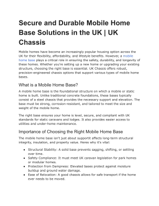 Secure and Durable Mobile Home Base Solutions in the UK _ UK Chassis