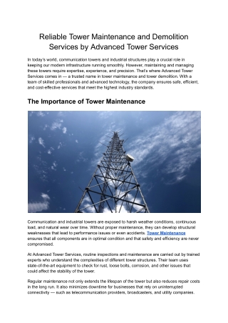 Telecom Towers Construction & Maintenance