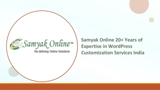 Samyak Online 20  Years of Expertise in WordPress Customization Services India