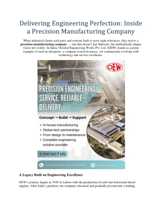 OEW – India’s Leading Precision Manufacturing Company