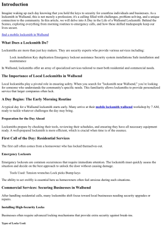 A Day in the Life of a Wallsend Locksmith"Behind the Scenes