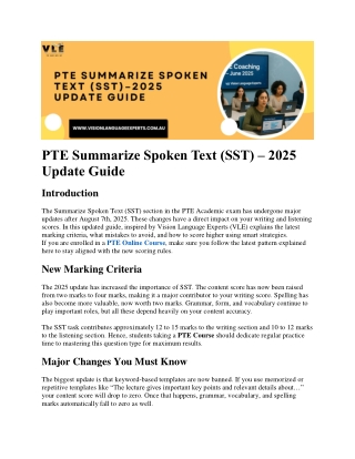 PTE Summarize Spoken Text (SST) – 2025 Update Guide