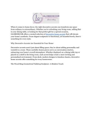 Shop Unique Decorative Accents for Your Home at GLOBEDECOR