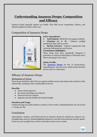 Understanding Ananeoo Drops- Composition and Efficacy