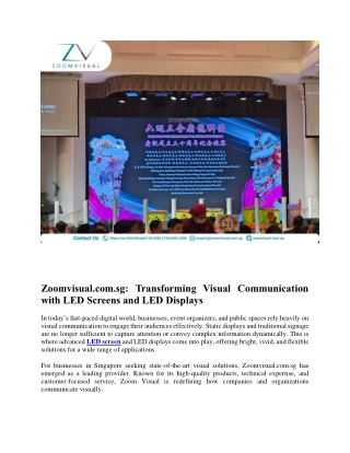 Zoomvisual.com.sg Transforming Visual Communication with LED Screens and LED Displays