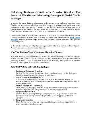 Unlocking Business Growth with Creative Warrior: The Power of Website and Market
