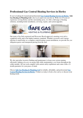 Professional Gas Central Heating Services in Horley