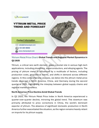 Yttrium Metal Price Chart, Trend, Index, News, Demand and Forecast 2025