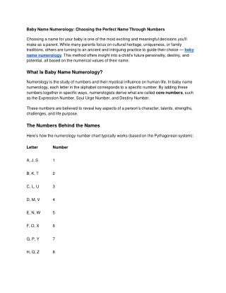 Baby Name Numerology