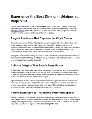 Best Dining in Udaipur