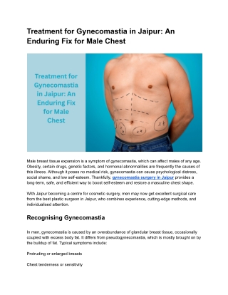 Treatment for Gynecomastia in Jaipur: An Enduring Fix for Male Chest