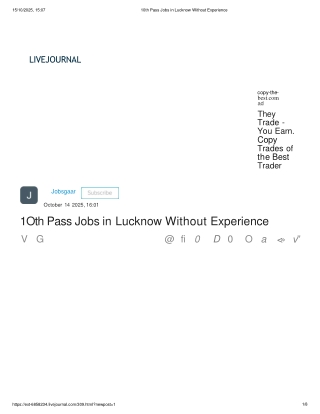 10th Pass Jobs in Lucknow Without Experience