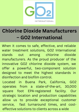 Chlorine Dioxide Manufacturers – GO2 International