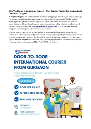 International Courier Gurgaon – Anytime Express