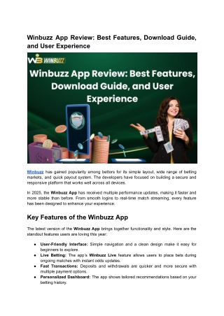Winbuzz App Review Best Features, Download Guide, and User Experience